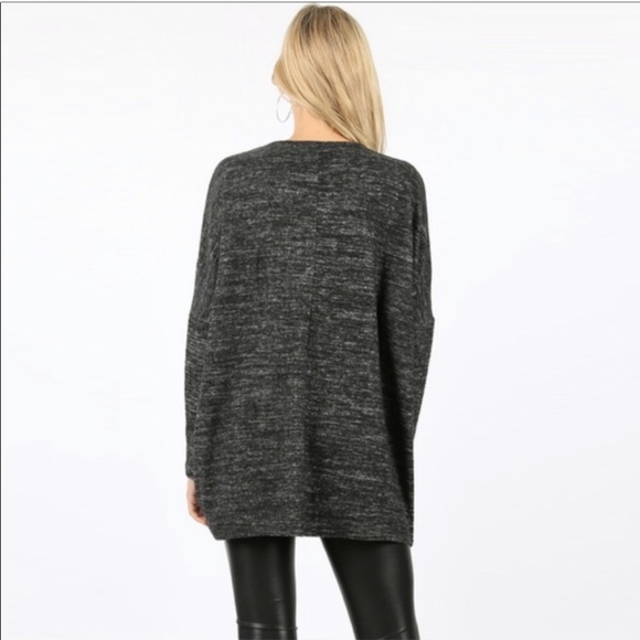 Zenana Asymmetric Hem Drop Shoulder Sweater